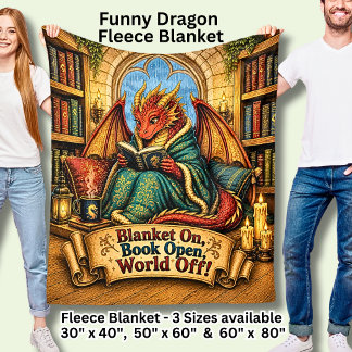 Grappige rode draak met deken op boek open wereld