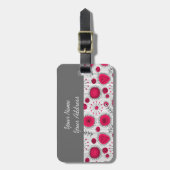 Grappige rode en witte harten en bloemen bagagelabel (Voorkant verticaal)