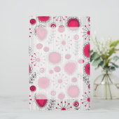 Grappige rode en witte harten en bloemen briefpapier (Staand voorkant)