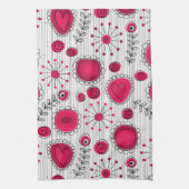 Grappige rode en witte harten en bloemen theedoek (Verticaal)