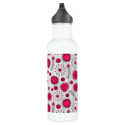 Grappige rode en witte harten en bloemen waterfles  (Rechts)