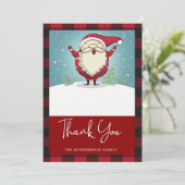 Grappige rode geruite Kerstman op Sneeuwberg Bedankkaart (Staand voorkant)
