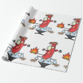 Grappige Rode Gezicht Man met Koorts Thermometer Cadeaupapier (Uitgerold)