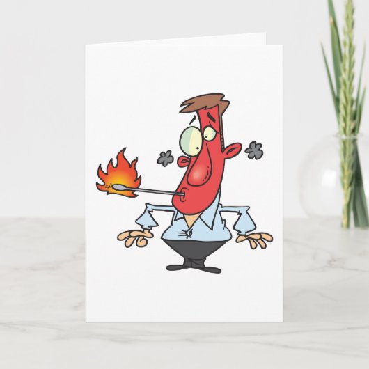 Grappige Rode Gezicht Man met Koorts Thermometer Kaart (Voorkant)