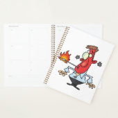 Grappige Rode Gezicht Man met Koorts Thermometer Planner (Display)