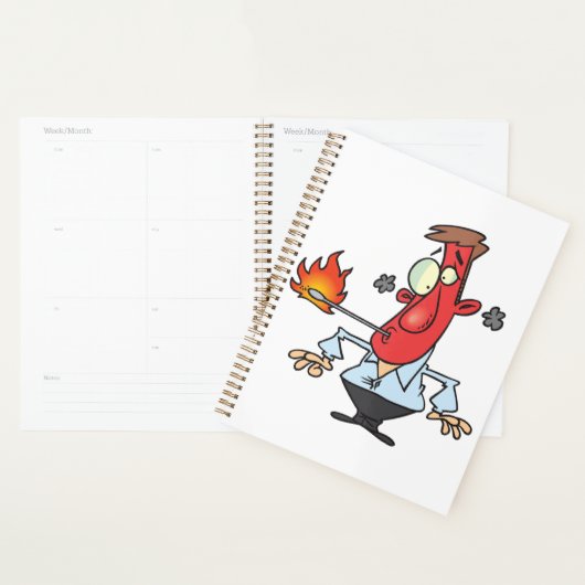 Grappige Rode Gezicht Man met Koorts Thermometer Planner (Display)