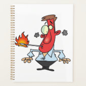 Grappige Rode Gezicht Man met Koorts Thermometer Planner (Voorkant)
