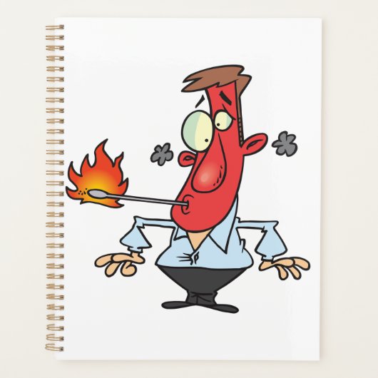 Grappige Rode Gezicht Man met Koorts Thermometer Planner (Voorkant)