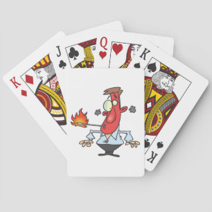 Grappige Rode Gezicht Man met Koorts Thermometer Pokerkaarten
