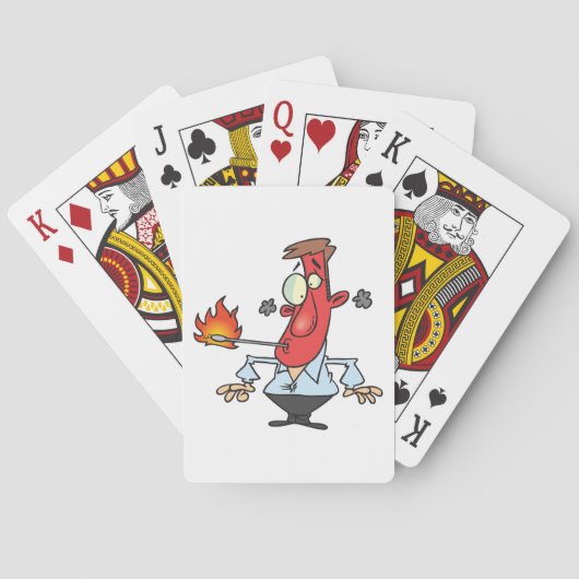 Grappige Rode Gezicht Man met Koorts Thermometer Pokerkaarten (Achterkant)