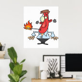 Grappige Rode Gezicht Man met Koorts Thermometer Poster (Thuiskantoor)