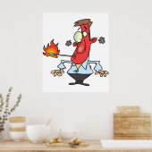 Grappige Rode Gezicht Man met Koorts Thermometer Poster (Keuken)