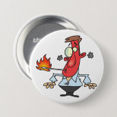 Grappige Rode Gezicht Man met Koorts Thermometer Ronde Button 7,6 Cm (Voorkant /achterkant)