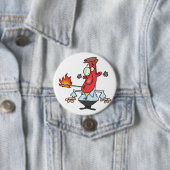 Grappige Rode Gezicht Man met Koorts Thermometer Ronde Button 7,6 Cm (In situ)