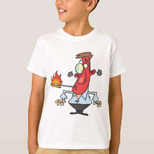 Grappige Rode Gezicht Man met Koorts Thermometer T-shirt