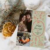 Grappige rode groene hand getekend pictogrammen 2 feestdagenkaart