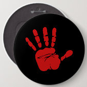 Grappige rode hand ronde button 6,0 cm (Voorkant /achterkant)