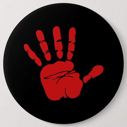 Grappige rode hand ronde button 6,0 cm (Voorkant)