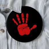 Grappige rode hand ronde button 6,0 cm (In situ)
