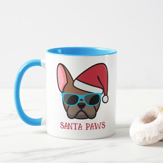 Grappige rode herten Franse Santa Pootjes Kerstmis Mok (Met donut)
