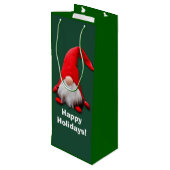Grappige rode kabouter kerst toast wijn cadeautas (Achterkant Gekanteld)