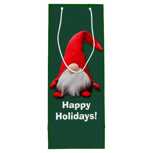 Grappige rode kabouter kerst toast wijn cadeautas (Achterkant)