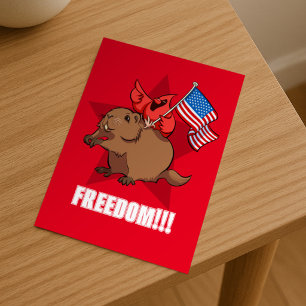 Grappige Rode Kardinaal & Bosmarmot Vrijheid! Cart Briefkaart