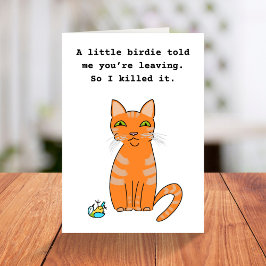 Grappige rode kat die met pensioen gaat kaart