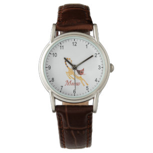 Grappige rode kat horloge