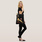 Grappige rode kat tote bag (Op model)