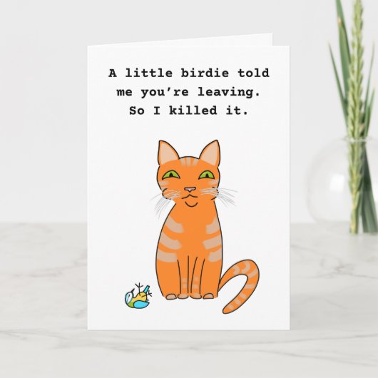 Grappige rode kat verlaat pensioen kaart (Voorkant)