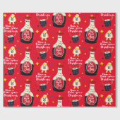 Grappige Rode Kawaii Sushi Cartoon Vrolijk Kerstfe Cadeaupapier (Vlak)