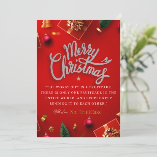 Grappige rode kerstkaart kaart (Staand voorkant)