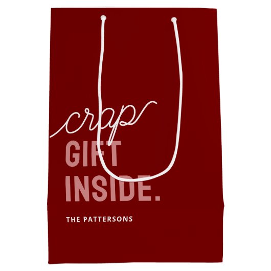 Grappige rode kerstvakantie medium cadeauzakje (Achterkant)