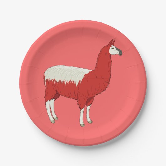 Grappige Rode Lama Papieren Bordje (Voorkant)