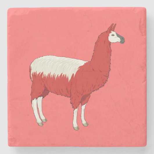 Grappige Rode Lama Stenen Onderzetter (Voorkant)