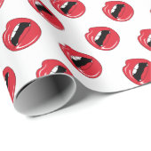 Grappige Rode Lippen Cadeaupapier (Rol Hoek)