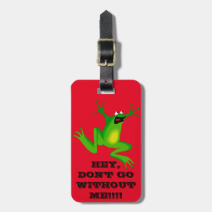 GRAPPIGE RODE + NEON GROENE KIKKER BAGAGELABEL