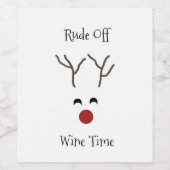 Grappige rode neus rendier kerst wijn tijd etiket (Enkel label)