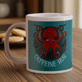 Grappige rode octopus cafeïne knuffel tentakels Ca Grote Koffiekop