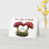 Grappige Rode Paddenstoel Woordspeling Ik Hou van Kaart (Gele Bloem)