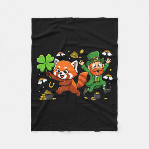 Grappige Rode Panda Clover St Patricks Dag Vrouwen Fleece Deken