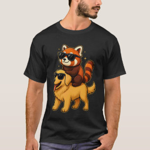 Grappige Rode Panda en Gouden Retriever Hond Schat T-shirt