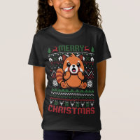 Grappige rode panda lelijke kerstverlichting trui