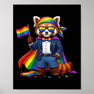 Grappige Rode Panda Lgbt Regenboog Lesbische Homop Poster