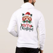 Grappige Rode Panda Vrolijk Kerstfeest Hoodie (Achterkant)