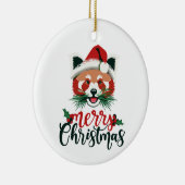 Grappige Rode Panda Vrolijk Kerstfeest Keramisch Ornament (Rechts)