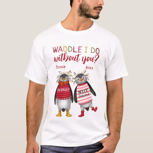Grappige rode pinguïn koppels die overeenkomen met t-shirt (Voorkant)