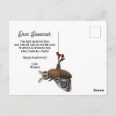 Grappige Rode Romantische Mot naar de Vlam Huwelij Briefkaart (Achterkant)