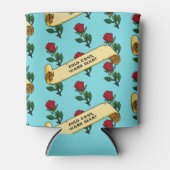 Grappige rode roos koude blikjes warm hart lint pa blikjeskoeler (Voorkant)